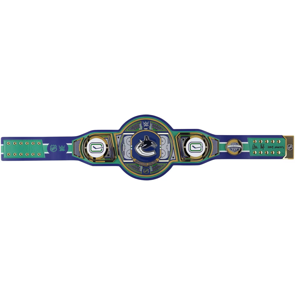 Quinn Hughes Vancouver Canucks Autographed Fanatics Authentic WWE Legacy Title Belt with "2024 Norris" Inscription - Limited Edition #5/5