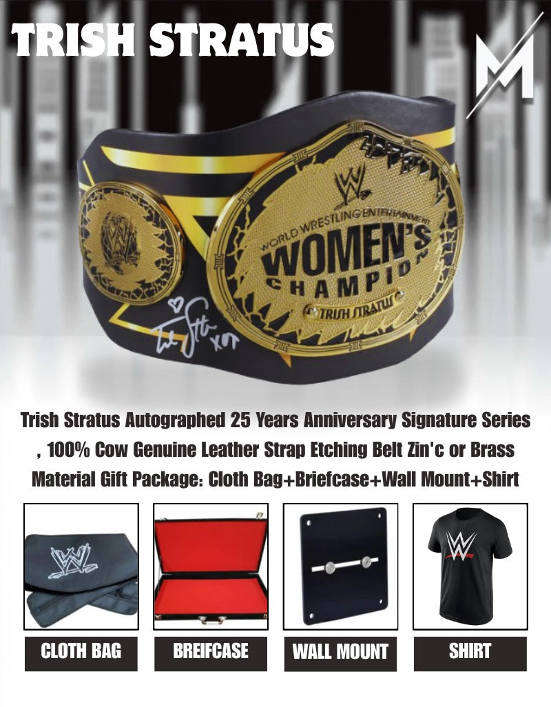 Trish Stratus WWE Autographed 25 Years Anniversary Signature Series Replica Title Belt