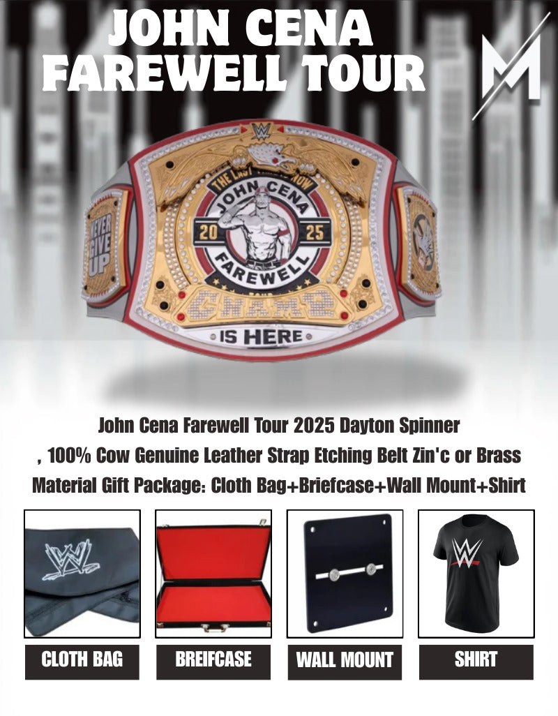 John Cena Farewell Tour 2025 Dayton Spinner Championship Replica Title Belt