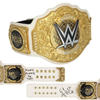 Rhea Ripley Autographed Women's World Championship Replica Title Belt with Inscription