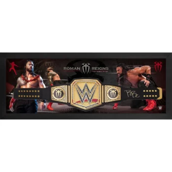 Roman Reigns Autographed Universal Championship Replica Title Belt Shadowbox