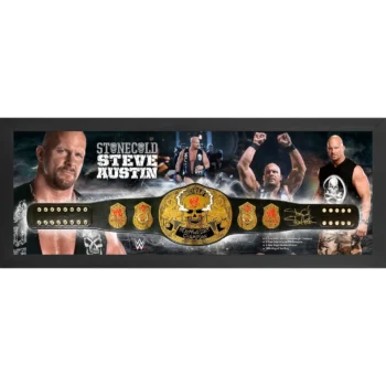 "Stone Cold" Steve Austin Autographed Framed Smoking Skull Title Belt Shadowbox